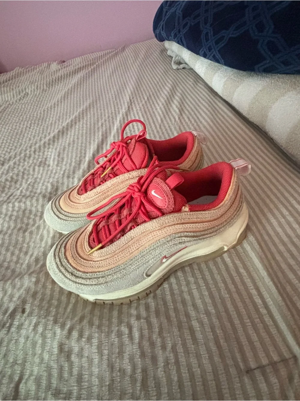 Nike Women’s Air Max 97 Sneakers in Coral Pink and Cream